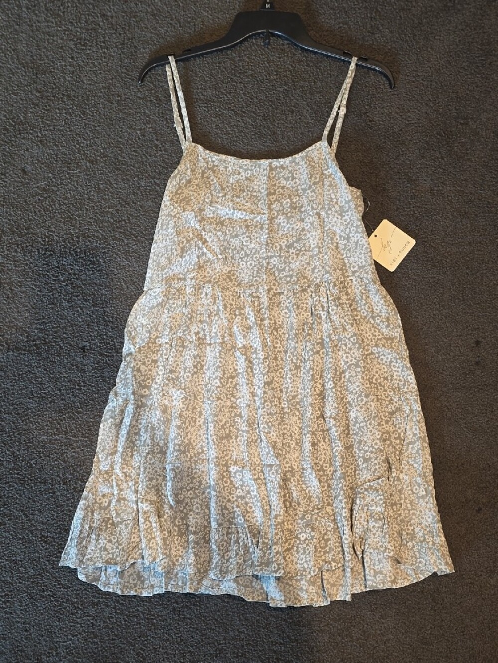 Light Blue Floral Midi Sundress with Spaghetti Straps - Picture 3 of 7